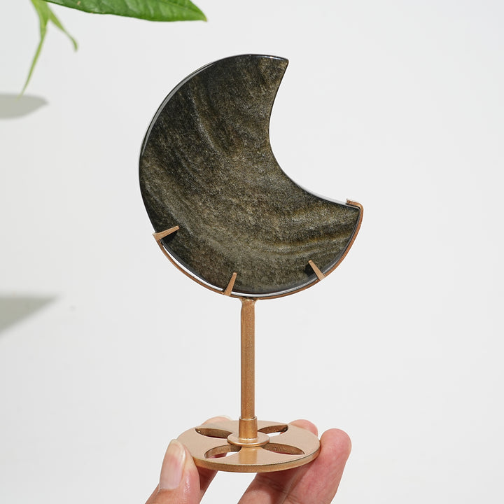 Unique,Natural Crystal Golden Obsidian Moon
