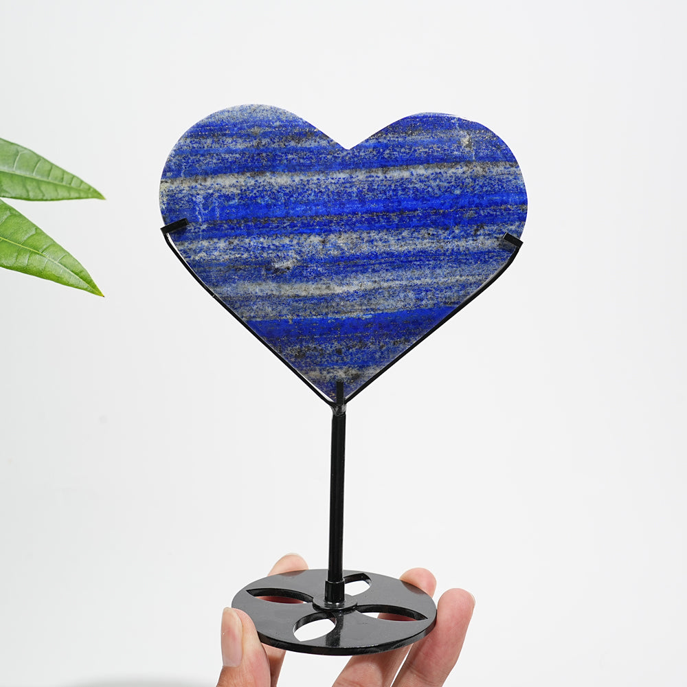 Unique,Natural Crystal Lapis Lazuli Heart With Stand