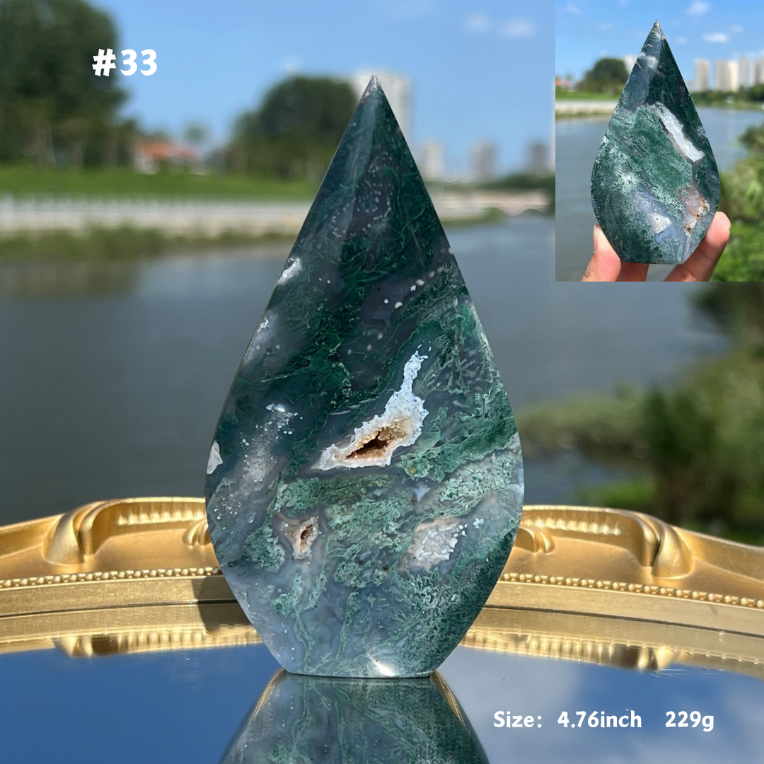Unique,Moss Agate Teardrop