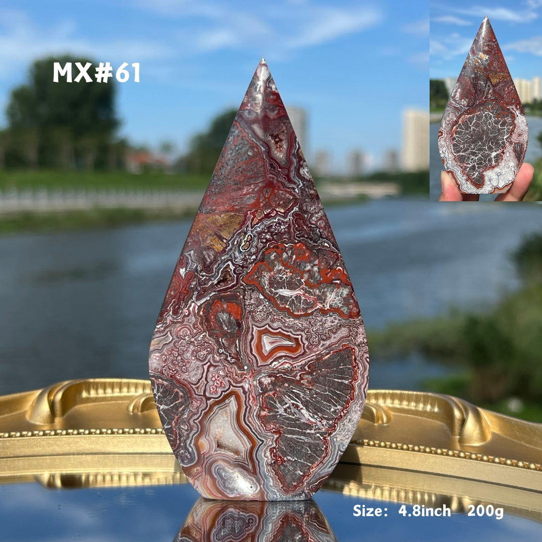 Unique, Mexican Crazy Lace Agate Teardrop