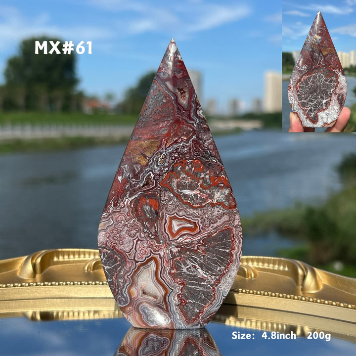 Unique, Mexican Crazy Lace Agate Teardrop