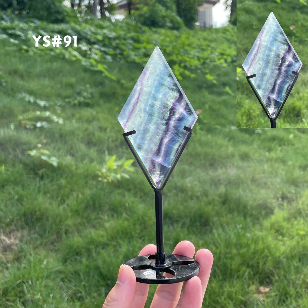 Unique,Rainbow Fluorite Diamond Slice