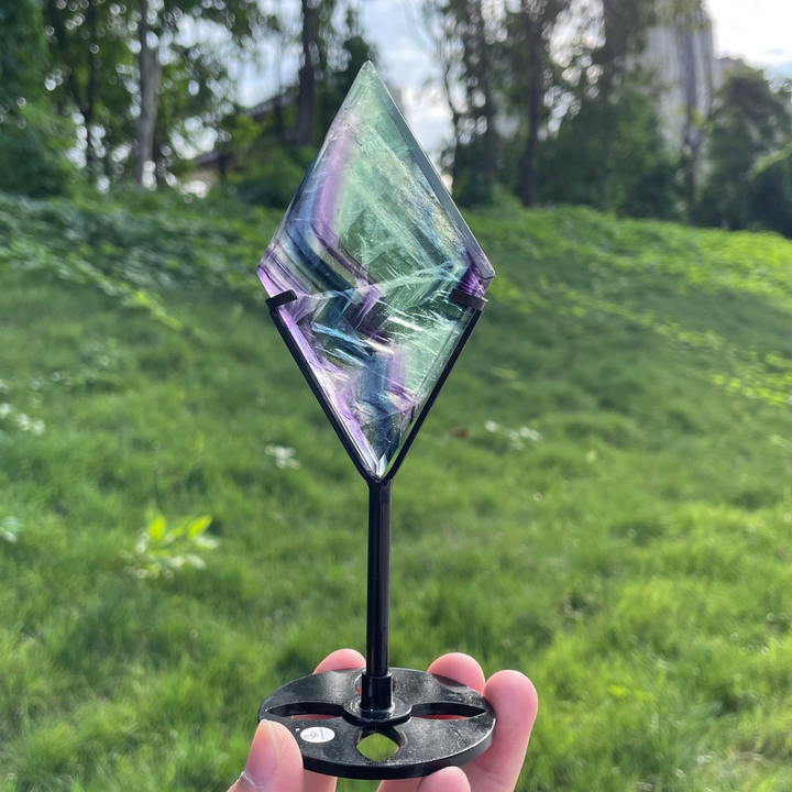 Unique,Rainbow Fluorite Diamond Slice