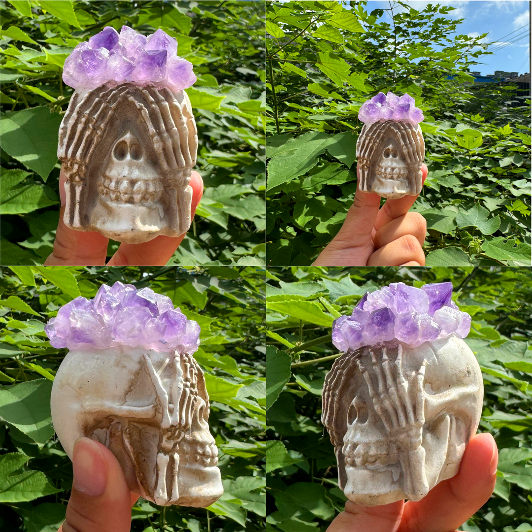 Amethyst Resin Skull