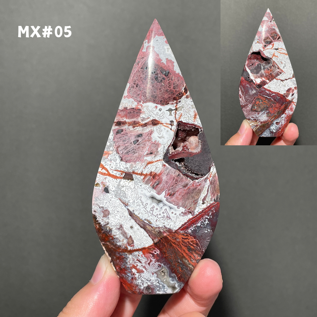 Unique, Mexican Crazy Lace Agate Teardrop