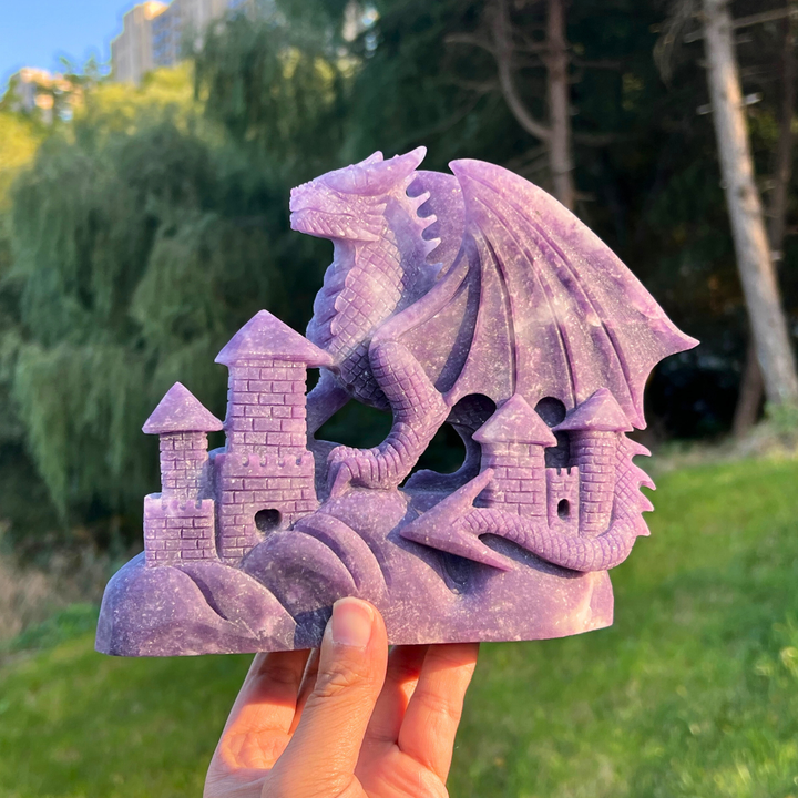 Unique Lepidolite Dragon Sculpture