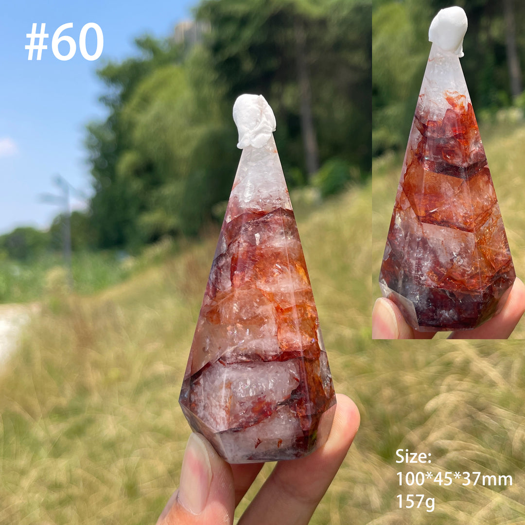 Unique,Natural Crystal Fire Quartz Diamond Tower