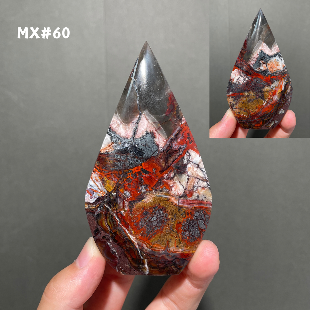 Unique, Mexican Crazy Lace Agate Teardrop