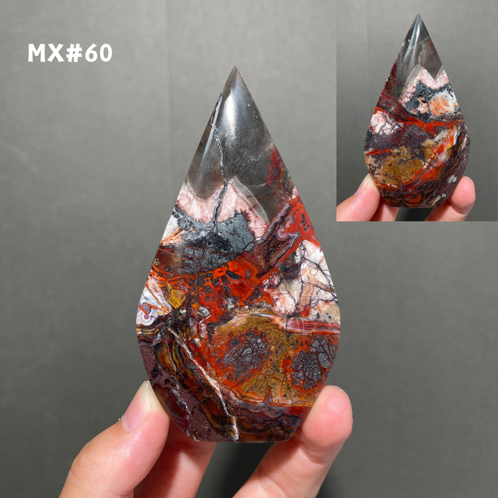 Unique, Mexican Crazy Lace Agate Teardrop