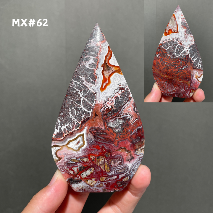 Unique, Mexican Crazy Lace Agate Teardrop