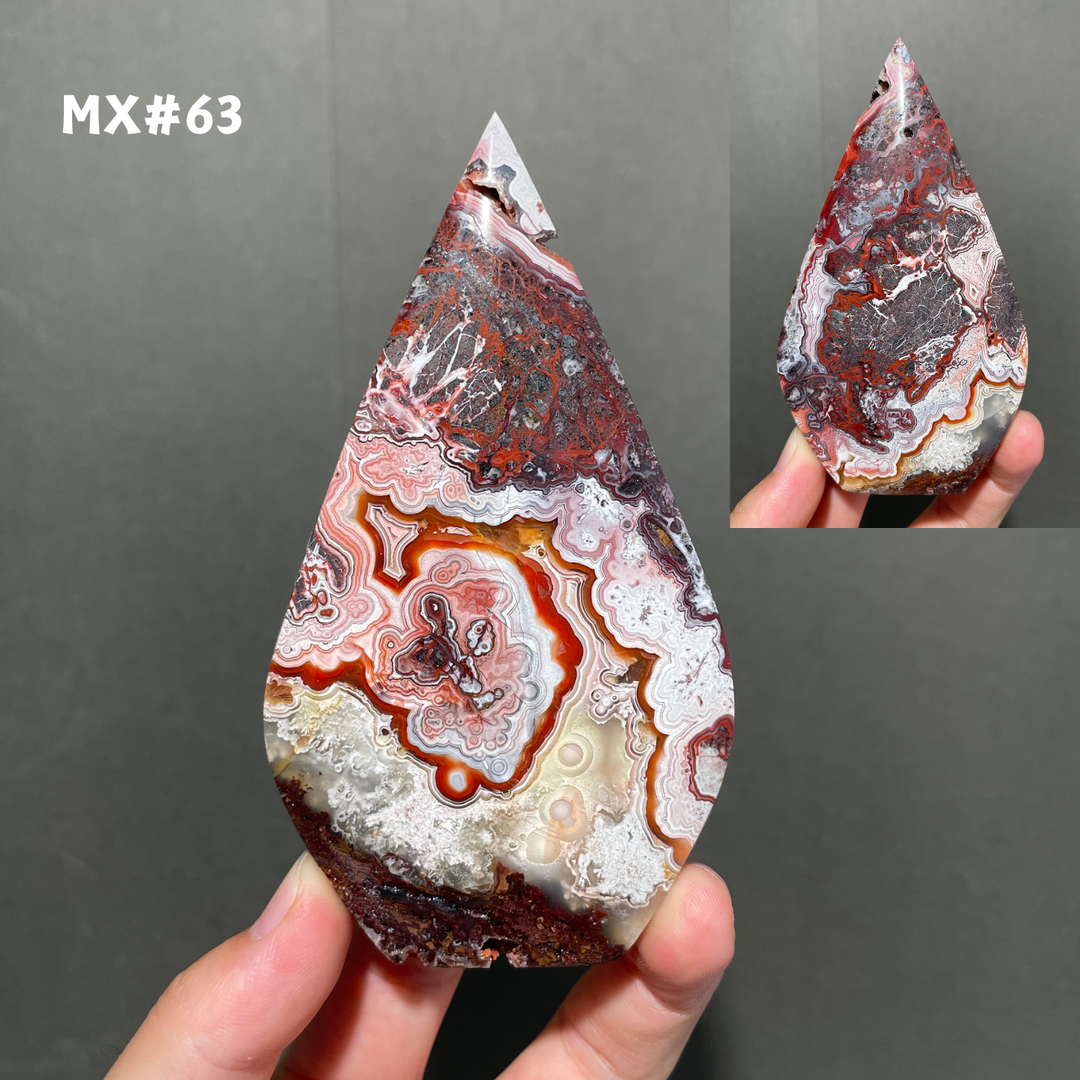 Unique, Mexican Crazy Lace Agate Teardrop