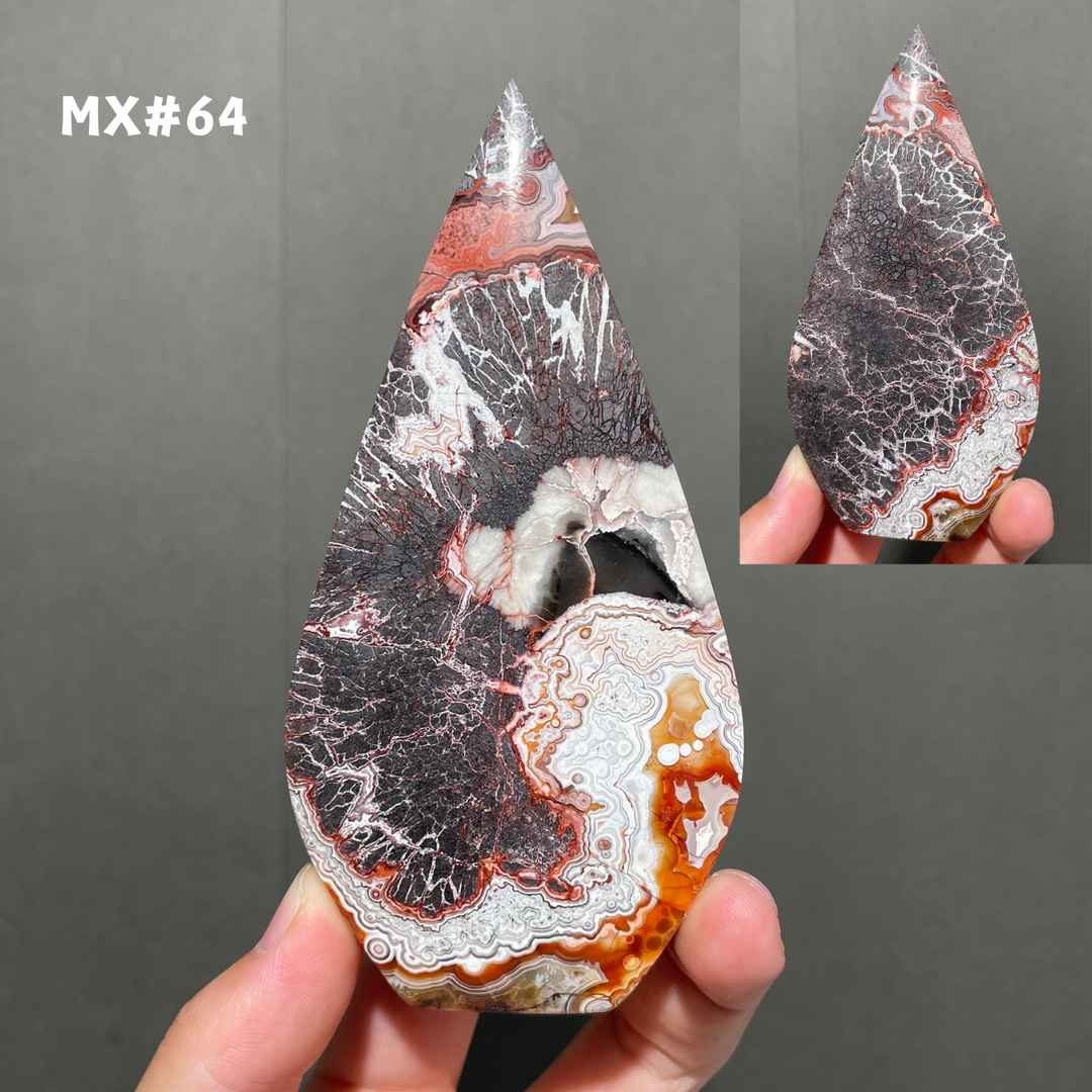 Unique, Mexican Crazy Lace Agate Teardrop