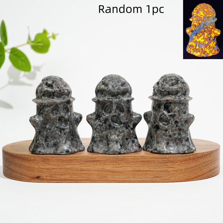 Natural Crystal Cute Pumpkin Ghost Carving