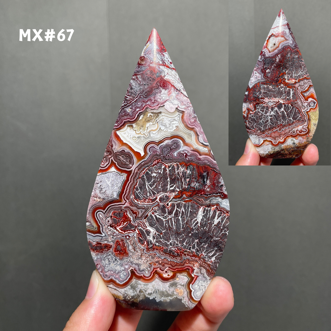 Unique, Mexican Crazy Lace Agate Teardrop