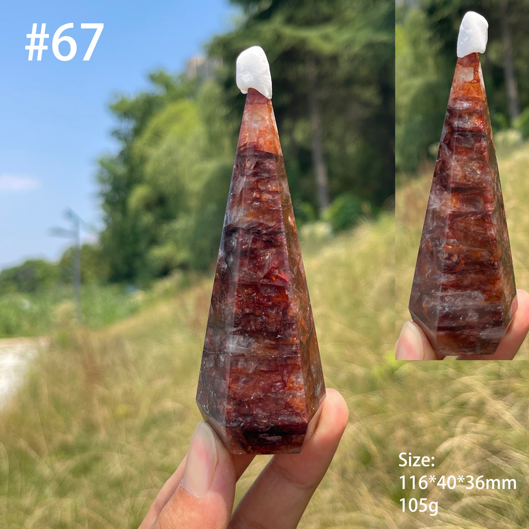 Unique,Natural Crystal Fire Quartz Diamond Tower