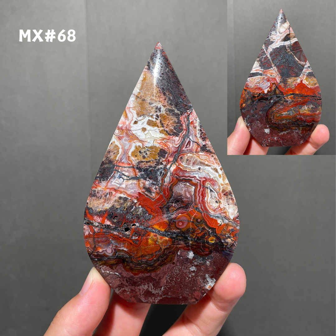 Unique, Mexican Crazy Lace Agate Teardrop