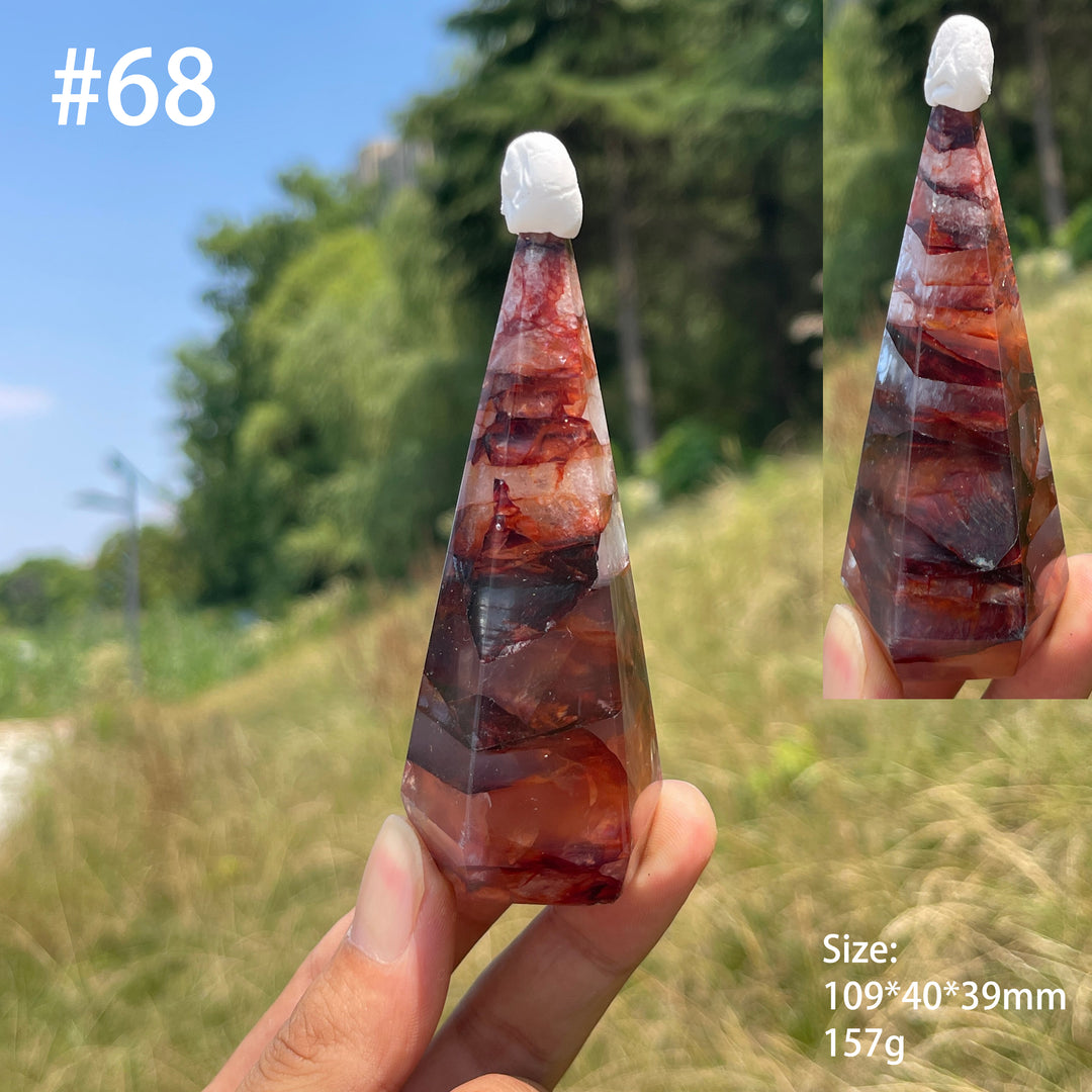 Unique,Natural Crystal Fire Quartz Diamond Tower