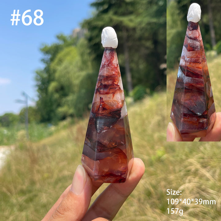 Unique,Natural Crystal Fire Quartz Diamond Tower