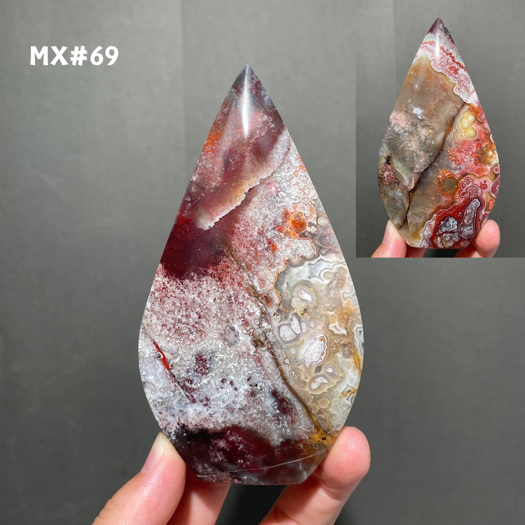 Unique, Mexican Crazy Lace Agate Teardrop