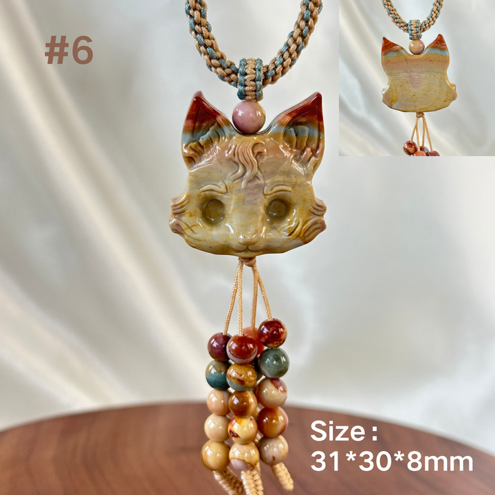 Natural Alashan Agate Fox Pendant