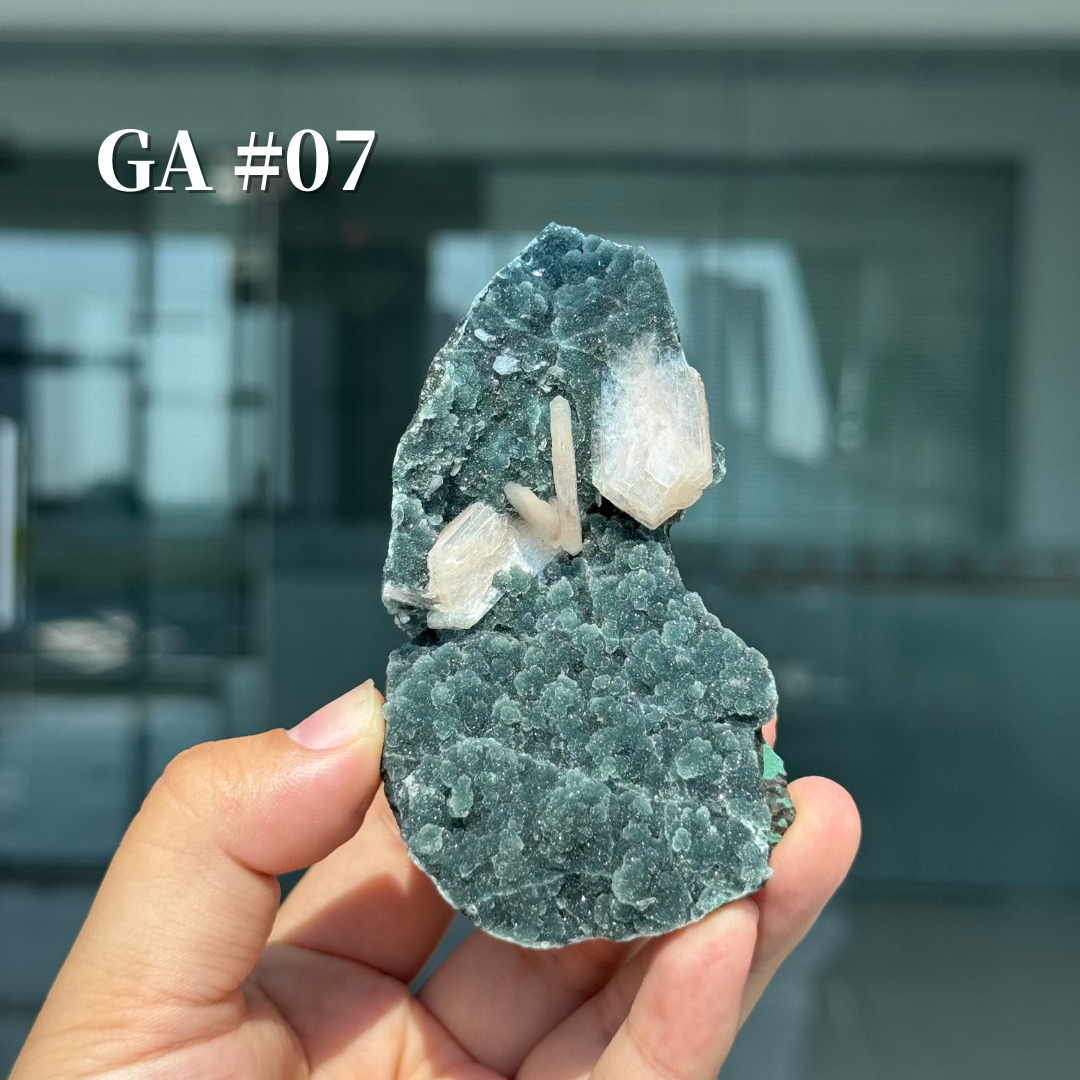 Unique, Sugar Druzy Apophyllite Cluster with Stilbite and Chlorite
