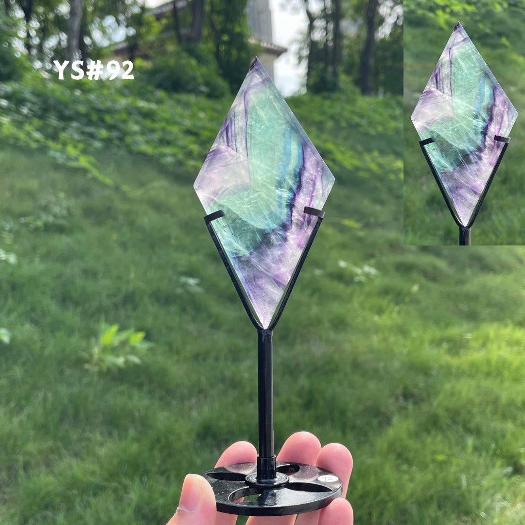 Unique,Rainbow Fluorite Diamond Slice