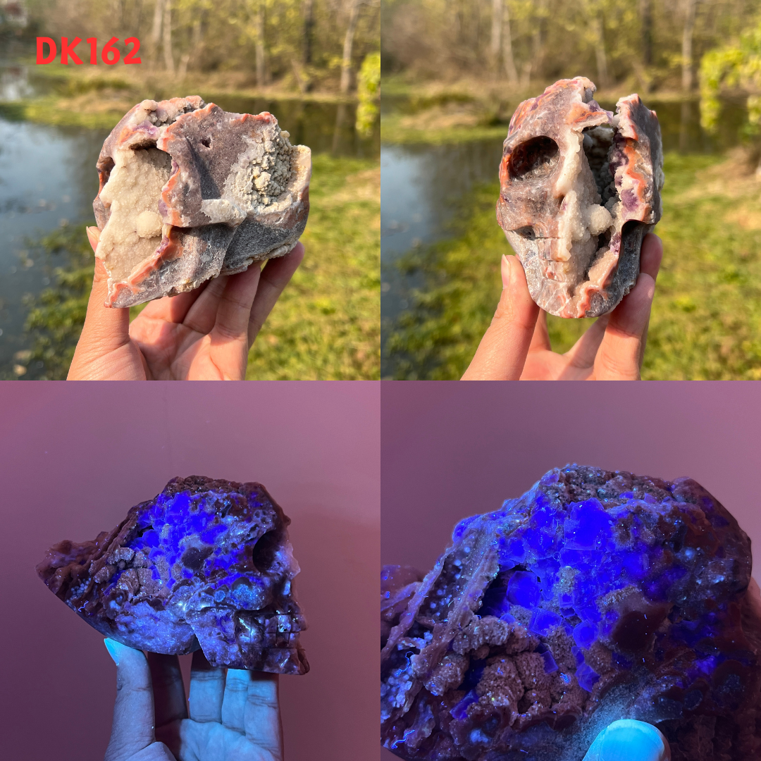 Fluorite With Quartz Skull