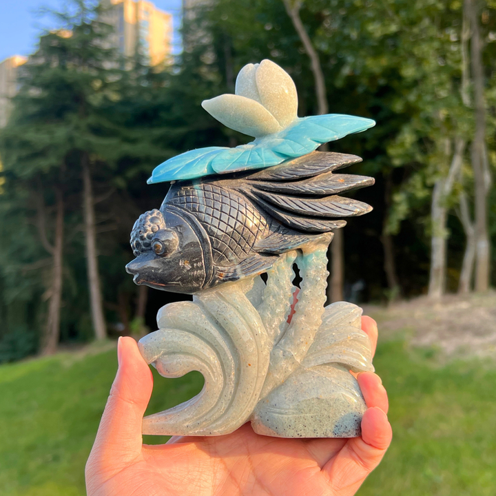 Unique Trolleite Goldfish Carving