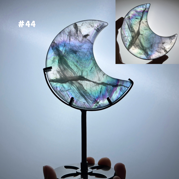 Unique,Rainbow Fluorite Moon