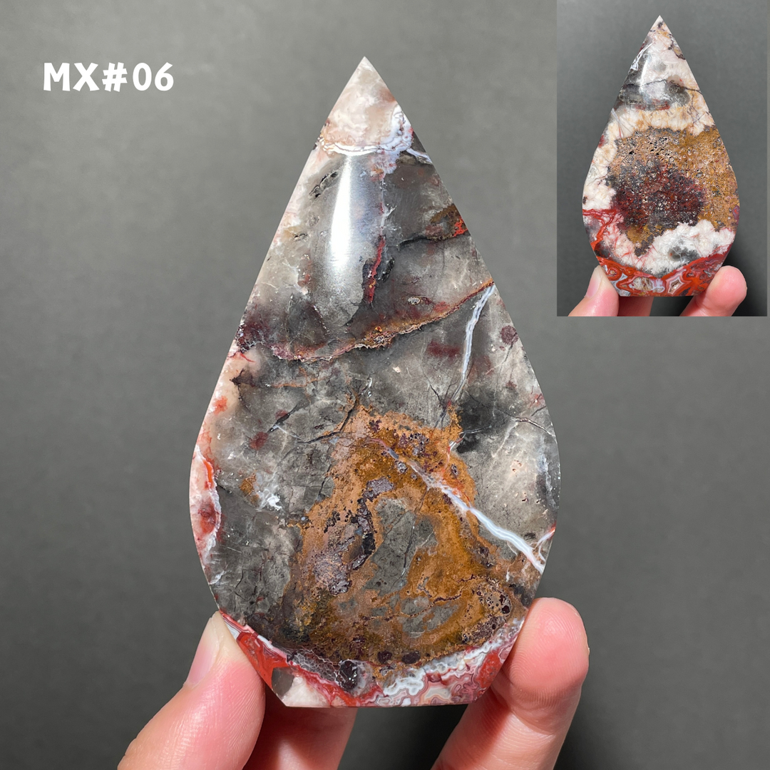 Unique, Mexican Crazy Lace Agate Teardrop