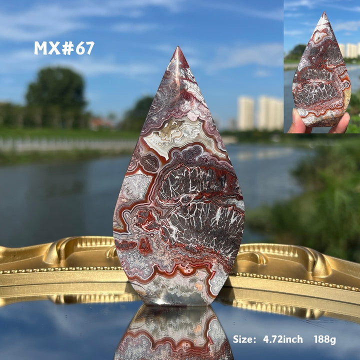 Unique, Mexican Crazy Lace Agate Teardrop