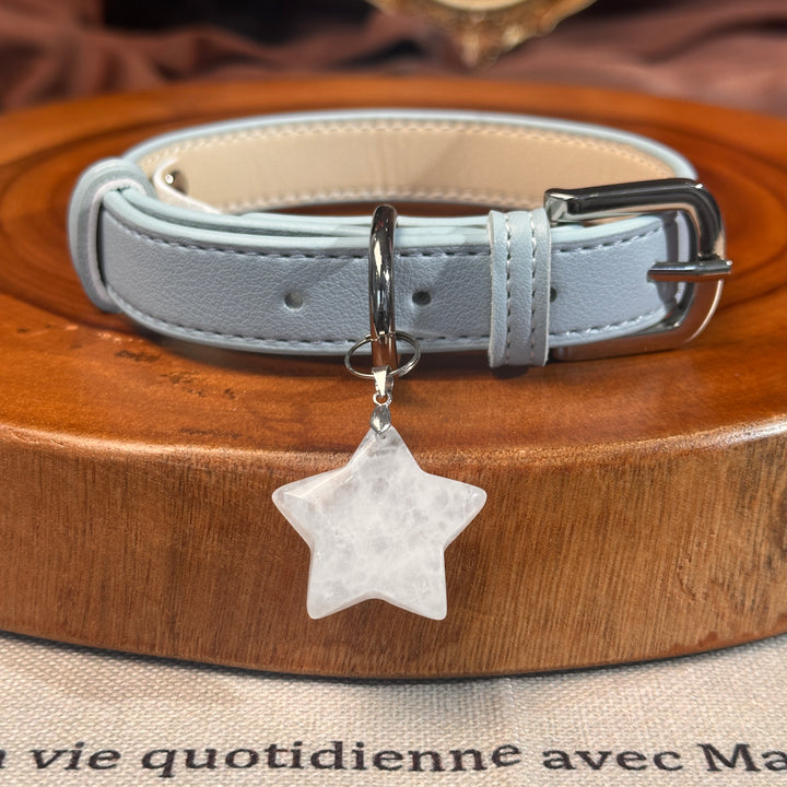 Natural Crystal Charm Dog Collar – Soft & Adjustable