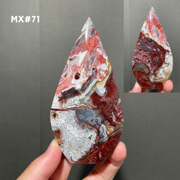 Unique, Mexican Crazy Lace Agate Teardrop