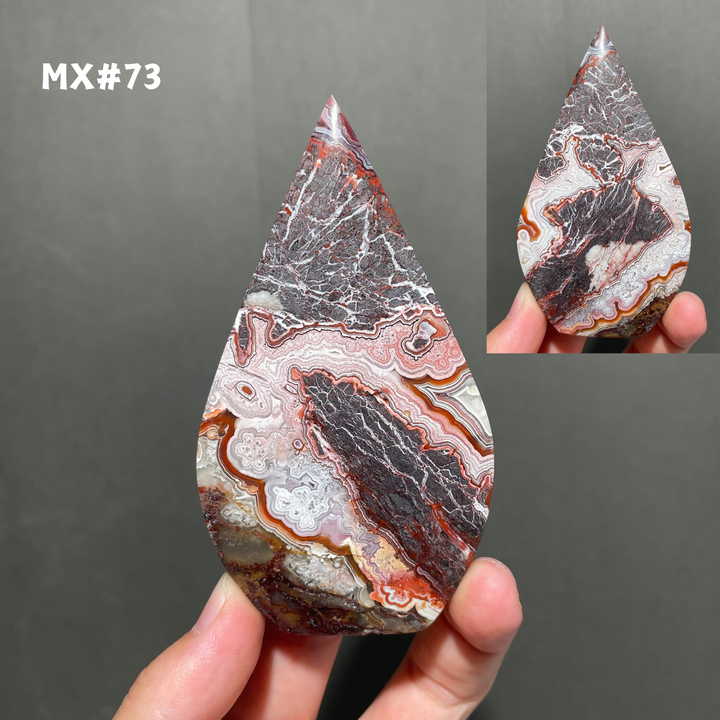 Unique, Mexican Crazy Lace Agate Teardrop