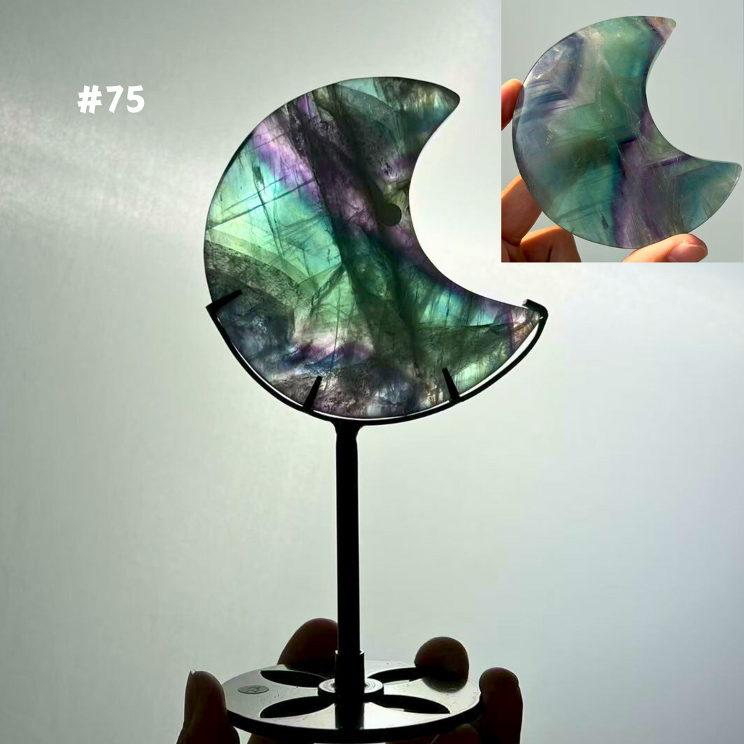 Unique,Rainbow Fluorite Moon