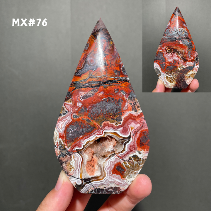 Unique, Mexican Crazy Lace Agate Teardrop