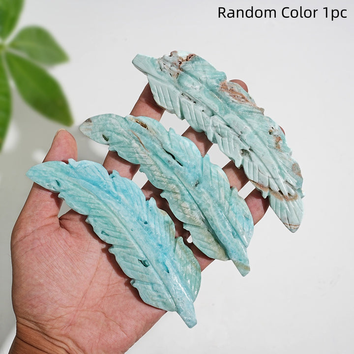 Natural Crystal Hemimorphite Feather Carving