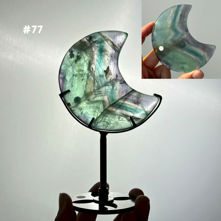 Unique,Rainbow Fluorite Moon