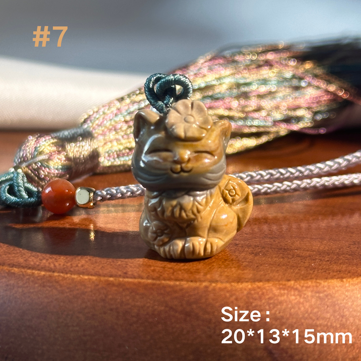 Natural Alashan Agate Cat Pendant
