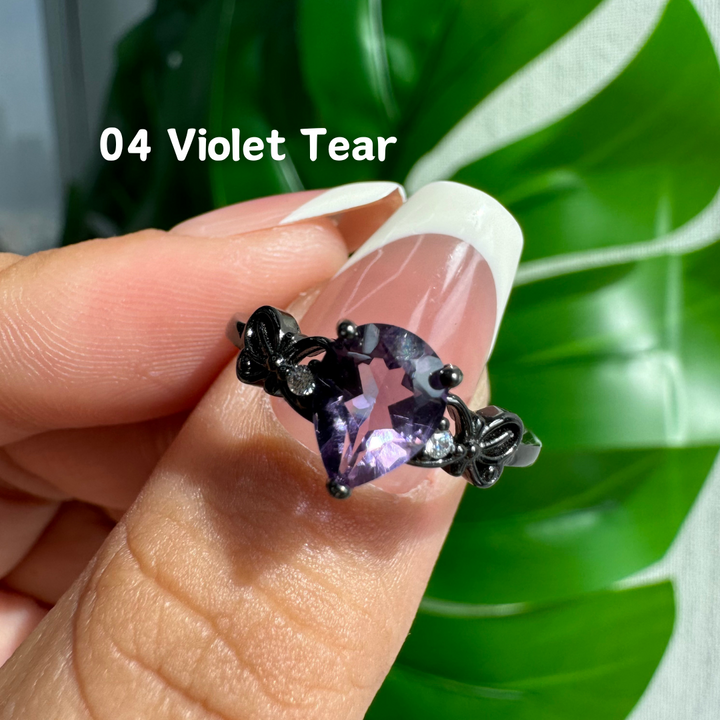 Black Garnet/Amethyst Ring, S925