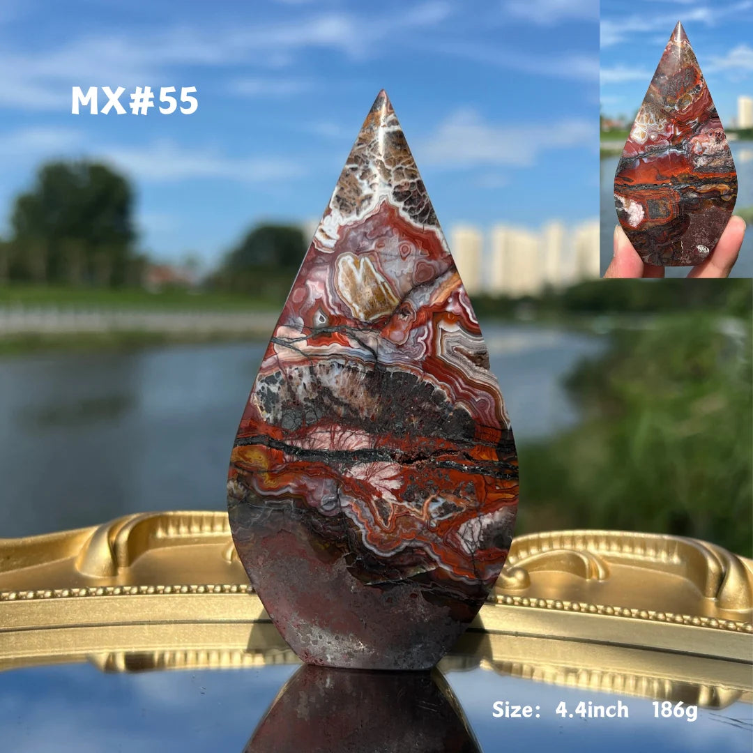 Unique, Mexican Crazy Lace Agate Teardrop