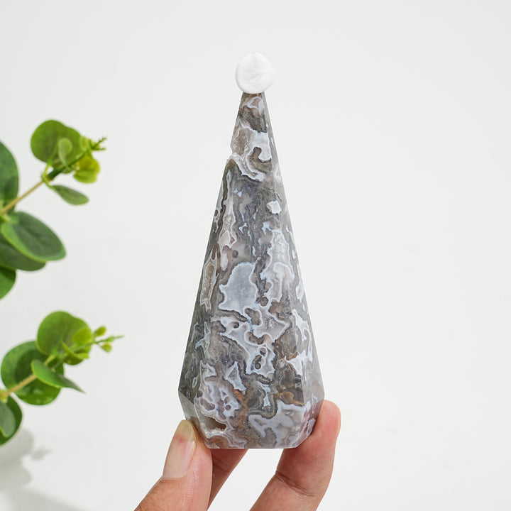 Unique,A Slightly Imperfect Natural Crystal Moss Agate Diamond Tower