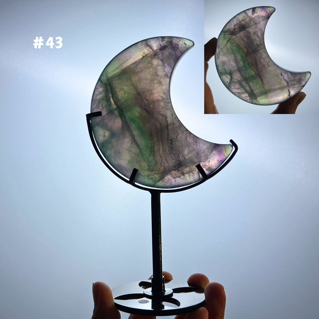 Unique,Rainbow Fluorite Moon