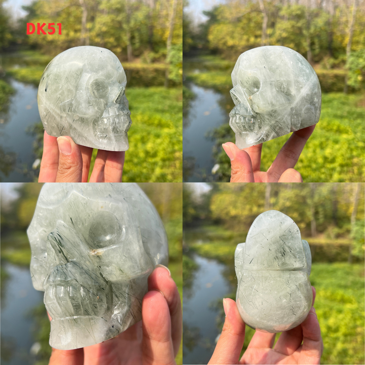 Clear Quartz With Green Actinolite Skull