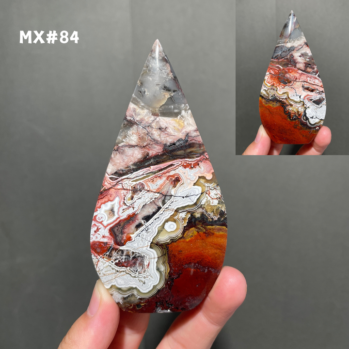 Unique, Mexican Crazy Lace Agate Teardrop