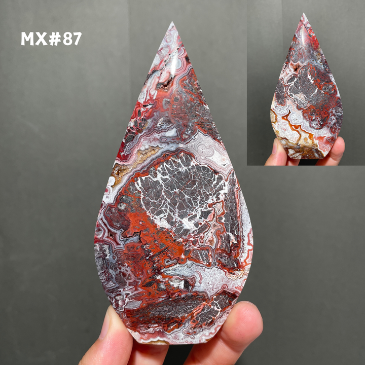 Unique, Mexican Crazy Lace Agate Teardrop