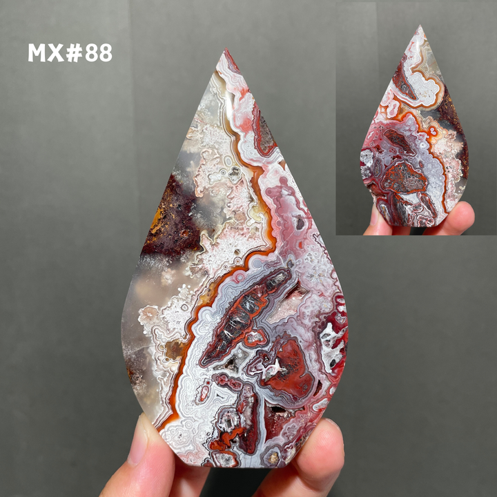 Unique, Mexican Crazy Lace Agate Teardrop