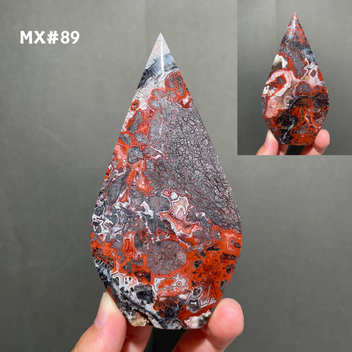 Unique, Mexican Crazy Lace Agate Teardrop