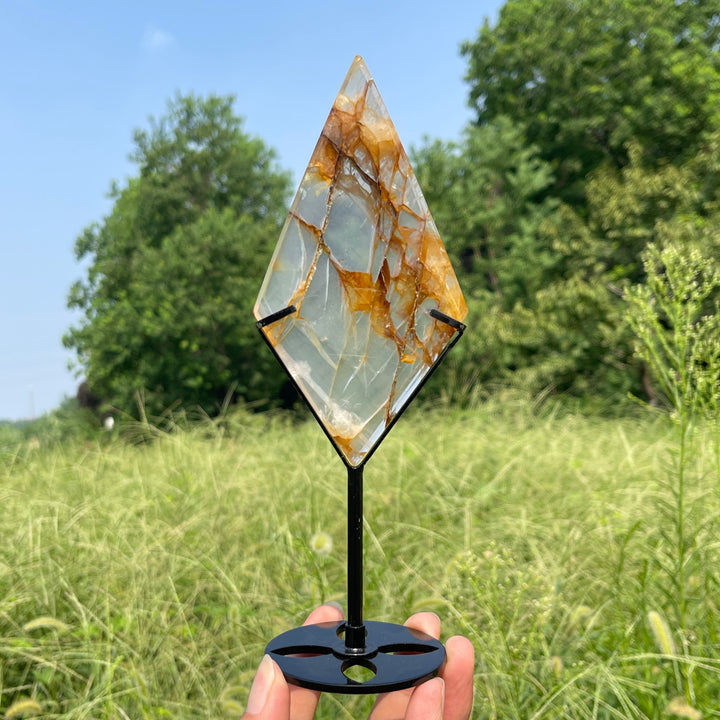 Unique,Natural Crystal Golden Healer Diamond Slice