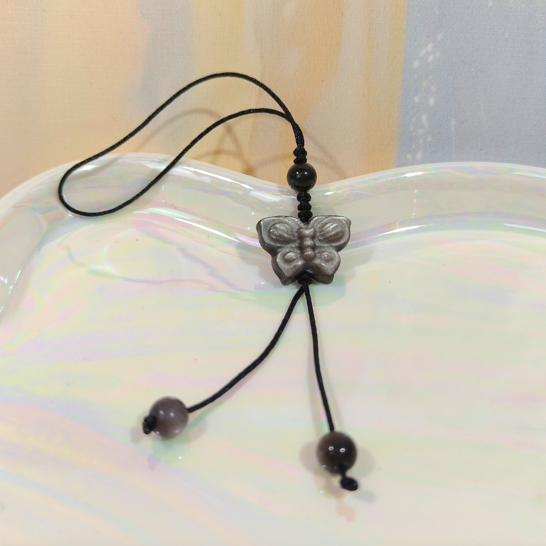 Silver Obsidian Cell phone Ornaments
